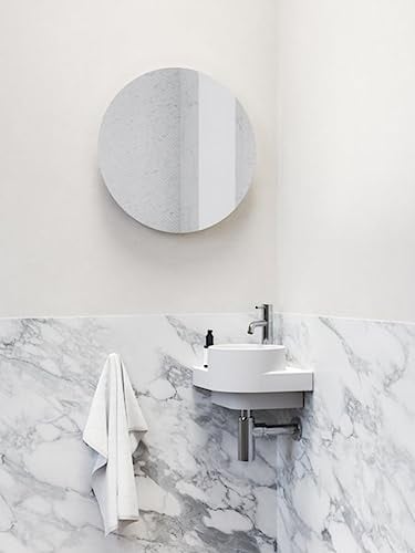 Eckwaschbecken-Set mit Original-Einbauregal und Edelstahl/Chrom Zubehör, Eckwaschbecken zur Wandmontage mit Hahnloch, Keramik, Set Yard 450 C 4in1, RAVAK