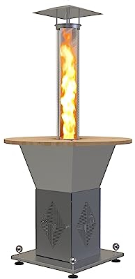 Pellet Feuerrohr Heizpilz Heizstrahler Stehtisch beheizt Magic fire table