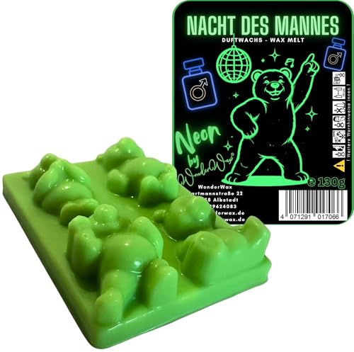 WonderWax Neon Duftriegel 6 x Duftwachs Bären Wachsmelt Duftwachs Raumduft für Duftlampen Soja Wachs Melts Duftmelt Aroma Wellnes Kerzen Wärmer Wax Tarts Die Nacht des Mannes