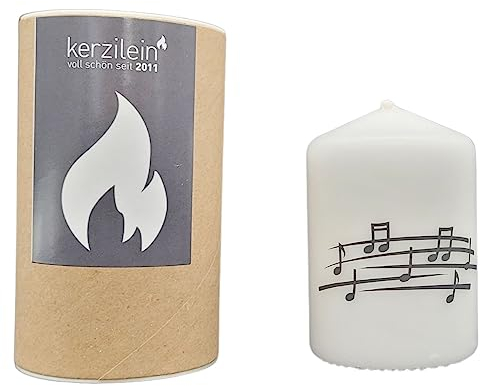 Kerzilein Stumpenkerze mit Notenlinie in Verpackung