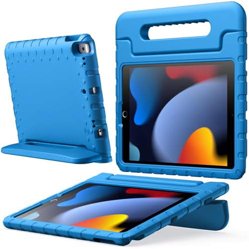 JETech Kinder Hülle für iPad 10,2 Zoll (9./8./7. Generation, 2021/2020/2019), iPad Air 3 10,5 (3. Generation, 2019) und iPad Pro 10,5 2017, Stoßfeste Tablet Schutzhülle mit Griff Ständer (Blau)