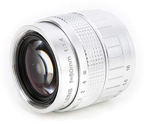 Obiettivo 50 mm F1.4 C, obiettivo a fuoco fisso manuale, obiettivo per fotocamera professionale, accessorio elettronico di consumo per fotocamera portatile (argento)