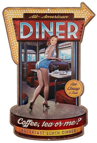 Moritz Blechschild 41 x 60 cm American Diner Amerika USA Frau Retro Coffee Deko Metallschild Vintage Sprüche Lustig