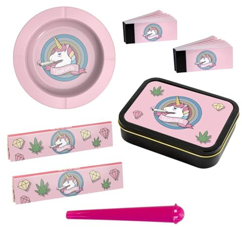 raupir Set pink Aschenbecher Choosypapers Papers Filtertips mit Dose Tube