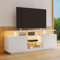 Sweiko Meuble TV, bas, moderne, avec éclairage LED 16 couleurs, armoire de rangement avec étagères ouvertes, meuble de rangement élégant pour TV de 60 pouces (140 x 35 x 61 cm)