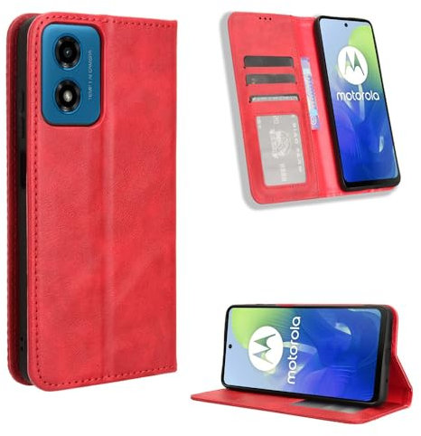 COMAKU Étui à Rabat et Folio pour Motorola Moto G24 de Rouge
