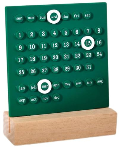 Wanjorlay Schreibtischkalender Aus, Kalender, Retro-Haus, Einzigartige Geschenke, Monats- und Datumsanzeige, Schreibtischdekoration für das Büro, Langlebig, 13,5 X 18 Cm, Grün