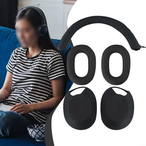 Silicone Case, Headphones Protective Case Cover,Ear Cups For Sony WH1000XM5 Precise Notch Design For Buttons And Holes(Black)