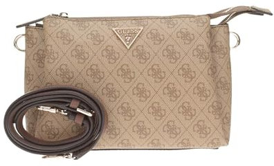 GUESS Noelle Tri Compartment Crossbody Latte Logo/Brown