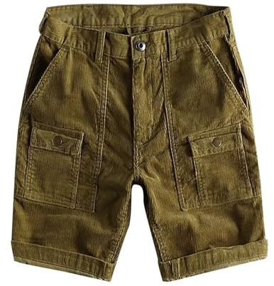 Cord Shorts Herren Kurz Cordshorts Corduroy Kurze Hosen Sommer Shorts Mit Taschen Casual Reißverschluss Loose Beach Short Cargoshorts Einfarbig Vintage Sportshorts Laufshorts