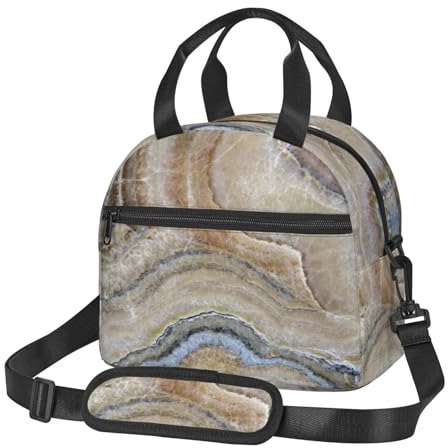 OdDdot Isolierte Lunchtasche mit Onyx-Stein, hellblauer Druck, wiederverwendbare Lunch-Tasche, Damen, große Kapazität, Lunchbox, tragbar