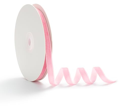 AOKSUNOVA Samtband Rosa Schleifenband Samt Band Geschenkband Samt 1cm x 9m Geschenkbänder Samtbänder
