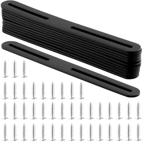 YIXNSW 12 Stück Flachverbinder Edelstahl Schwarz, 215 x 24 x 3 mm Flachverbinder Langloch mit 2 Löcher, Metall Lochplatte Stabil Holzverbinder für Stühle, Tische, Bettgestell, Schränke