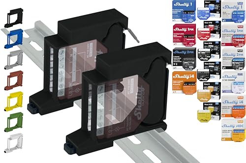 DIN Rail Holder Single for 18 Shellys: 1 Gen3, 1PM Gen3, 2PM Gen3, i4 Gen3, Plus 1, Plus 1PM, Plus 2PM, Plus i4, Plus 0-10V Dimmer, Wave 1, Wave 1PM, Wave 2PM, Wave Shutter, Wave i4 (2x Black)
