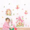 Supzone Wandtattoo Feen Elfen Schmetterling Wandaufkleber Rosa Blumen Cottage Türen Wandsticker Abziehen und ankleben für Mädchenzimmer Kinderzimmer Babyzimmer Schlafzimmer Türen Wanddeko