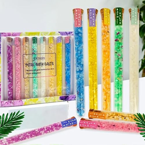 Bath Salts for Women Relaxing, Bath Salts Gift Set, Travel Size with Dead Sea Salt, Essential Oil, Dried Flower, Minerals, Mothers Day Birthday Gift, Spa Bath & Foot Soak, individual packets, 8 Scents