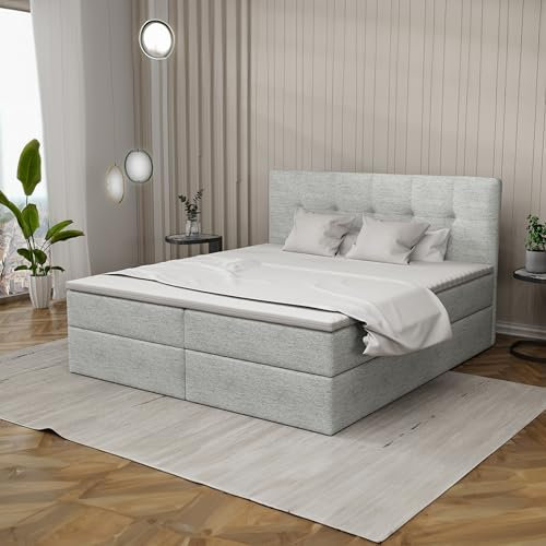 Imebel Boxspringbett 160x200 mit Bettkasten - Bett mit Matratze und 2 Bettkästen - Schlafzimmerbett mit Topper - Bequemes und Elegantes Doppelbett für das Schlafzimmer