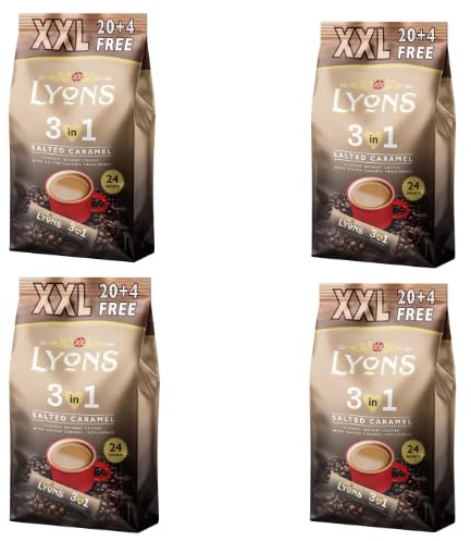 Lyons 3 In 1 Instant Coffee Assorted Flavours +FabFinds Mystery Mug (4, Salted Caramel)