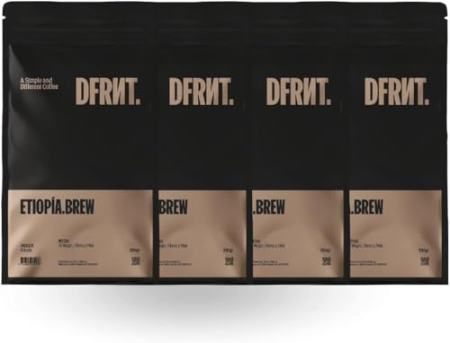 DFRNT. Éthiopie Brew 4 x 250g – Café de spécialité en grains (86 Points SCA) – 100% Arabica – Notes de thé noir, fleurs et miel – Idéal pour filtre & cold brew – Torréfaction récente Espagne