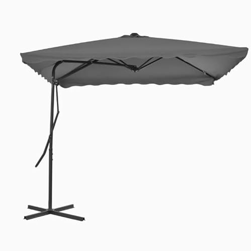 Eleganz Sonnenschirm Rechteckig Ampelschirm Wasserabweisend: Kippbarer Kurbelschirm, Sonnenschutz Terrasse, Garten und Patio, Balkon - Sonnenschirm groß, Marktschirm, 250x250 cm, Anthrazit