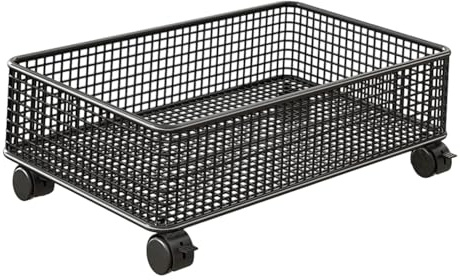 Amagogo under Sink Organizer Versatile 1 Tier Metal for Holding Heavy Cleaning Supplies with Wheels for Pantry Laundry Room Home, Black