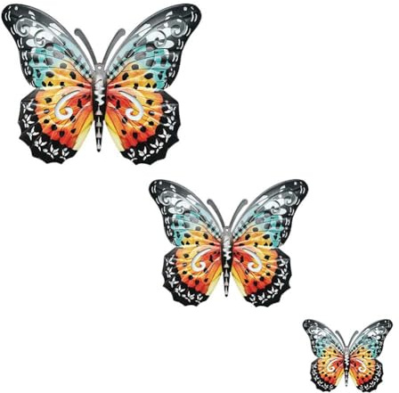 Bosiyrggrl Metal Butterfly Outdoor Wall Home Decor Wrought Iron Pendant Indoor and Outdoor Garden Decorative Fence Wall