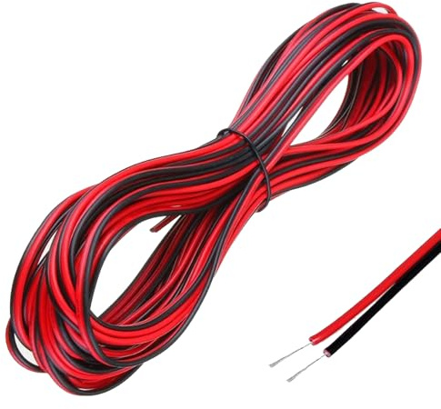 10m 22AWG 2-Core Red and Black Flexible Electrical Wire for Cars,LED Strips