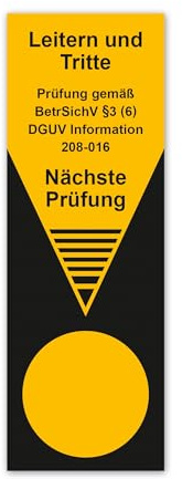 LabelTec Prüfplakette für Leitern und Tritte - Nächste Prüfung gemäß BetrSichV §3 (6) und DGUV Information 208-016 Aufkleber 50 x 145 mm Selbstklebende Folie wasserfest LTF002 (5)