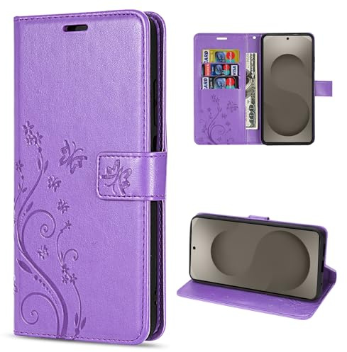 betterfon Hülle für Samsung Galaxy S26 5G | Klapphülle Schutzhülle mit Kartenfächer | Handyhülle mit Magnetverschluss | Blume Lila