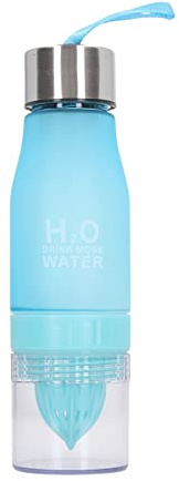 Ejoyous Bouteille Infuseur au Citron, Bouteille D'eau Fruitée de 650 Ml avec Presse-agrumes au Fond et Conception étanche, pour le Sport, les Voyages, le Bureau et L'extérieur (BLUE)