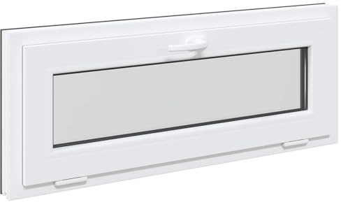 Risor - Finestra per cantina, 100 x 40 cm, in PVC e vetro, colore antracite, scorrevole, girevole, con vetro isolante, protezione termica, insonorizzazione, protezione antifurto, telaio di