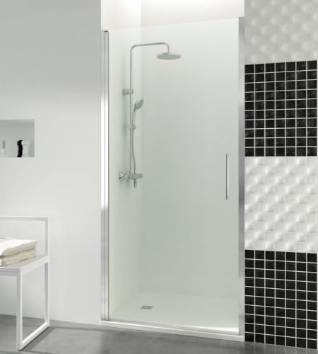 GME - Mampara Ducha Frontal Cromo 1 Puerta Corredera 50cm | Mampara de Cristal Reversible con Ancho Adaptable 47,6-51,6cm | Perfilería de Aluminio con 195cm de Altura y Cristal Templado Antical 6mm