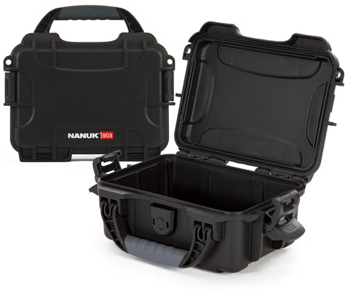 NANUK 903 Empty Hard Case – IP67 Waterproof Protective Hard-Shell Case, Impact Resistant, Dustproof Storage & Travelling Box, 9.1” x 6.8” x 3.8”, Made in Canada – Black