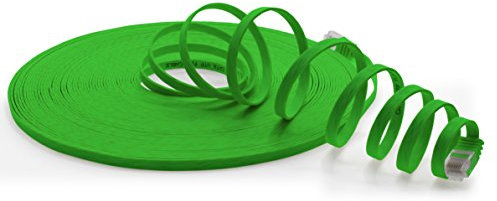 1aTTack.de 20m - CAT6 flat network patch cable (green - 1 piece) 1000 Mbit/s Gigabit LAN flat cable CAT.6 Slim Micro installation cable