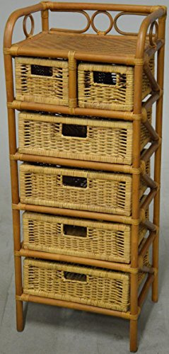 Hansen 2439/4/2 Rattanregal honigfarben, Breite 45 x Tiefe 35 x Höhe 110cm