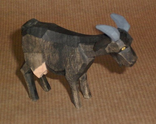 Lotte Sievers-Hahn Ziege schwarz stehend mit Baumwollbeutel Krippenfigur