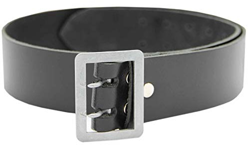 unbekannt Lederkoppel 2-Dorn 130 cm lang schwarz 5 cm breit Dienstgürtel Polizei Feuerwehr Unisex Gürtel Belt