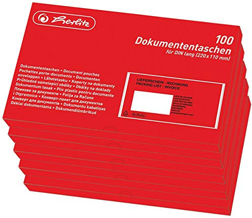 Herlitz 792705 Dokumententasche DL 5x 100er Packung selbstklebend (5, Dokumententasche)