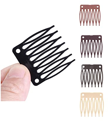 50 Stück/Lot Steckkämme Haarkamm Slides Kunststoff Perücke Clips für Perücke Kappe Perücke Kämme 7 Zähne Haarspangen (schwarz)