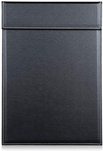 KINGFOM Leder Klemmbrett A4,mit Stifthalter für Konferenz (A042-Schwarz)