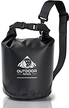 Outdoor Panda Dry Bag | wasserdichter Seesack für Kajak, Kanu, Boot, Strand, Angeln, Rafting, Surfen, Fahrrad, Wandern, Outdoor, Camping | Schwarz | 2L