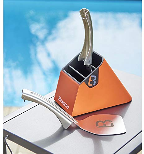 BRASERO - Kit Spatules 2 spatules INOX - 1 Support aimenté - Clean Design