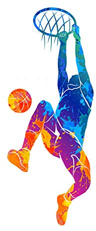 188 Wandtattoo Basketball Korb bunt - Wandbild Kinderzimmer Junge Wandsticker Aufkleber - Größe 420 x 1000 mm