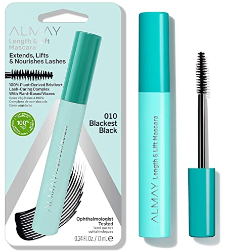 Lenghthening Mascara by Almay,Volume & Lift, Eye Makeup, Hypoallergenic and Fragrance Free, 010 Blackest Black, 0.24 Fl Oz