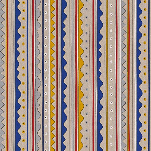 Stoff Meterware Leinenlook Halbpanama - 1 Meter - Dekostoff, Kissen, Tischwäsche, Vorhang, Taschen (Streifen Bunt)