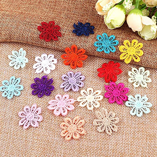 50 Stück Spitze Stickerei Kleines Gänseblümchen Applique Patches Sticker Aufnäher Applikation Flicken zum Aufnähen Gestickte Basteln und Dekorieren Kleidung Gardine Tischtuch Taschen Schal,Bunte #2