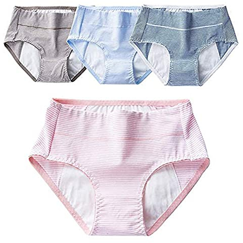Auslaufsichere Höschen, Elastisch, Mittlere Taille, Menstruation, Baumwolle, Inkontinenz, Nach Der Geburt, Schutz, Waschbar, Atmungsaktiv Und Bequem, 4 Stück XL