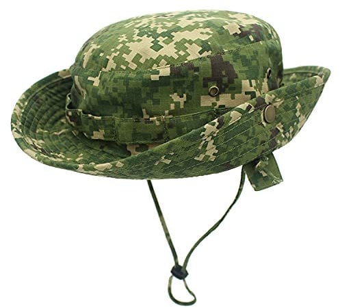 WANYING Unisex Baumwolle Bonnie Hut Dschungel Hut Sonnenhut Sonnenschutz Eimer Hut Bucket Hat Outdoor Tarnung für Kopfumfang 56-60cm - Camouflage Grasgrün