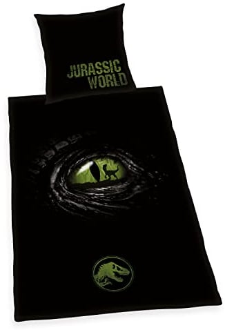 Herding Jurassic World Bettwäsche, Kopfkissenbezug ca. 80x80 cm, Bettbezug ca. 135x200 cm, mit leichtläufigem Markenreißverschluss, 100% Baumwolle, Renforcé