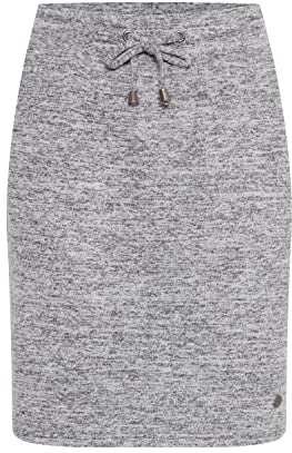 OXMO OXBirga Damen Kurzer Rock Sweatrock Midi mit elastischem Bund und Kordel, Größe:S, Farbe:Light Grey Melange (200686)